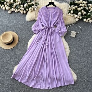 NEW Elegant Lavender Embroidered Maxi Dress